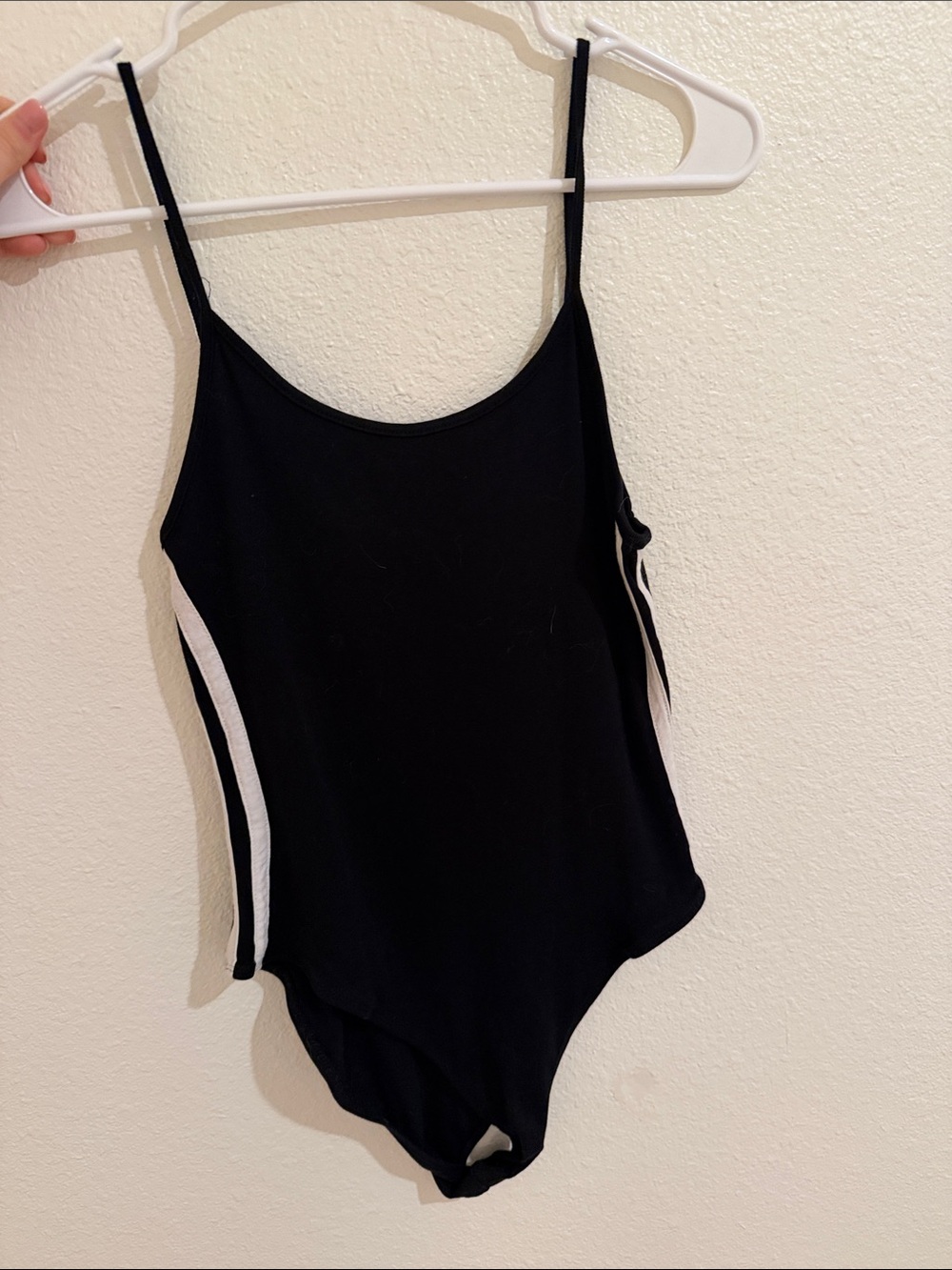 Bershka Black Kids One-Piece with White Side Stripes